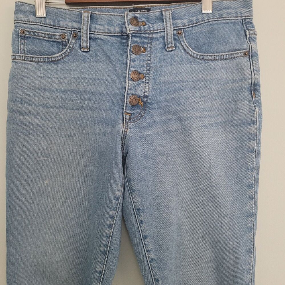 J. Crew 9” Mid Rise Skinny Jeans Button Front Raw Hem Womens Size 27
